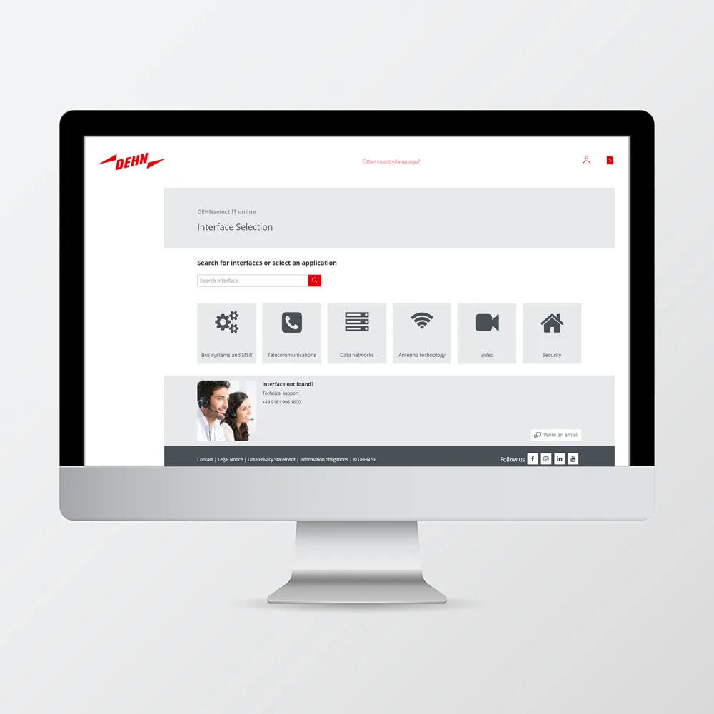 Schermo con interfaccia DEHNselect IT, composto da diversi campi e testi.