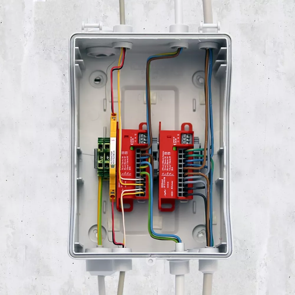 surge protection device with concrete background
